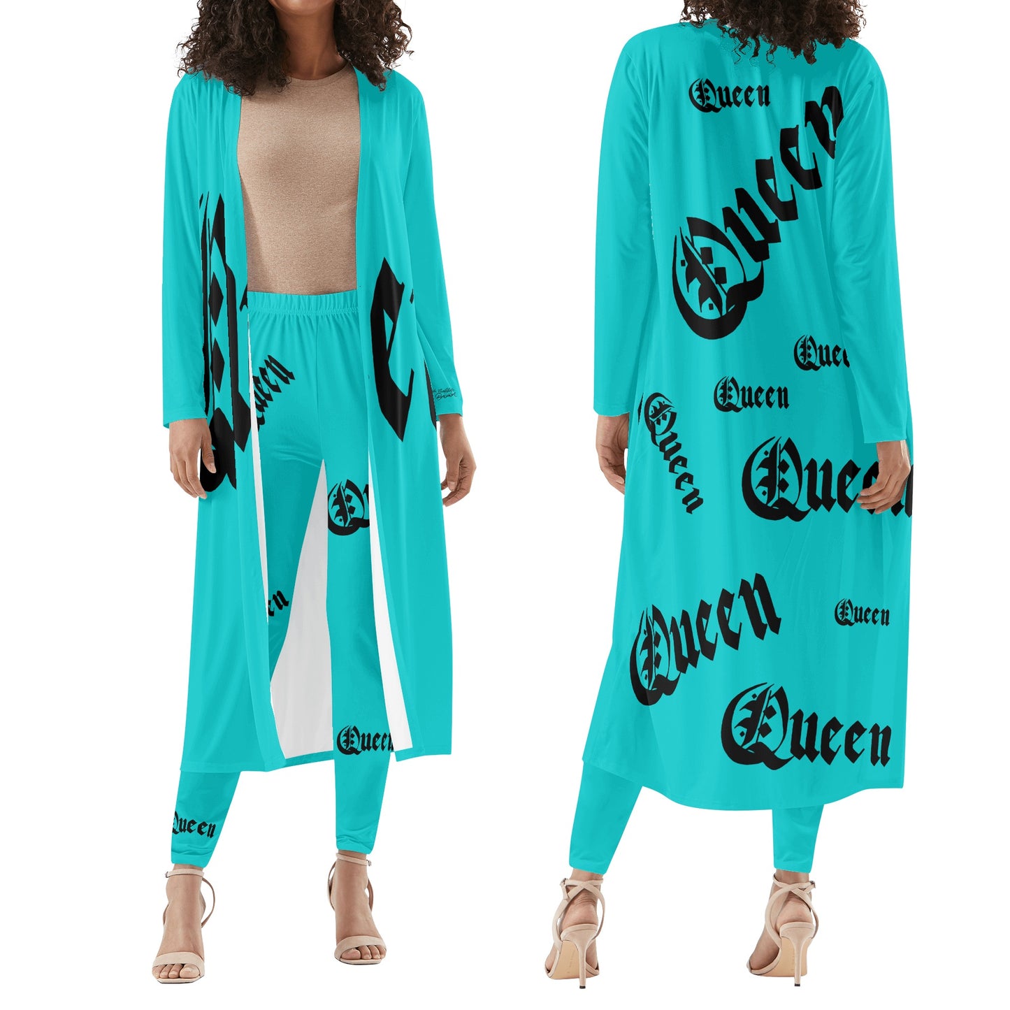 Queen Womens Long Sleeve Cardigan and Leggings 2pcs