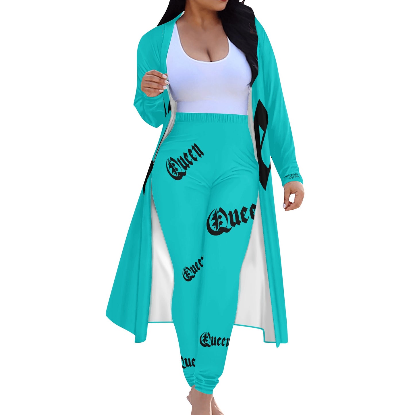 Queen Womens Long Sleeve Cardigan and Leggings 2pcs