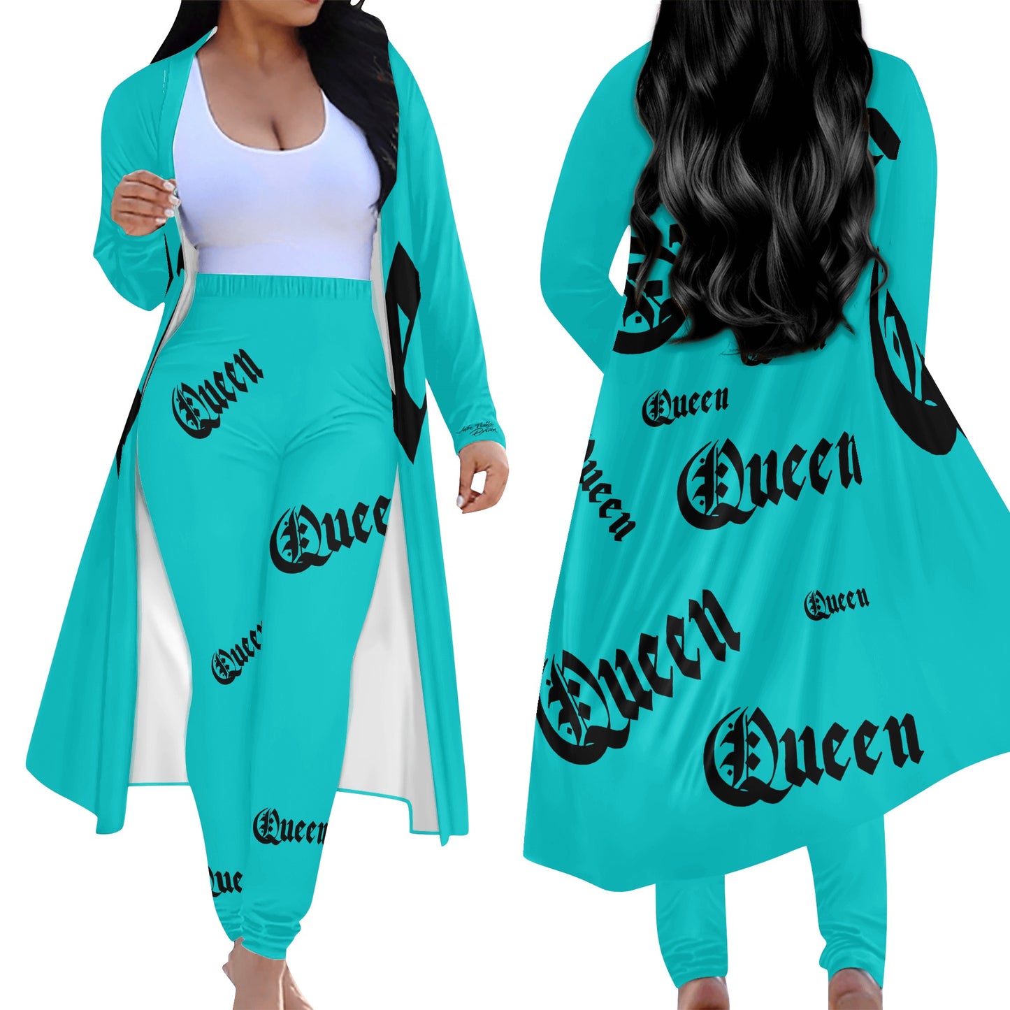 Queen Womens Long Sleeve Cardigan and Leggings 2pcs