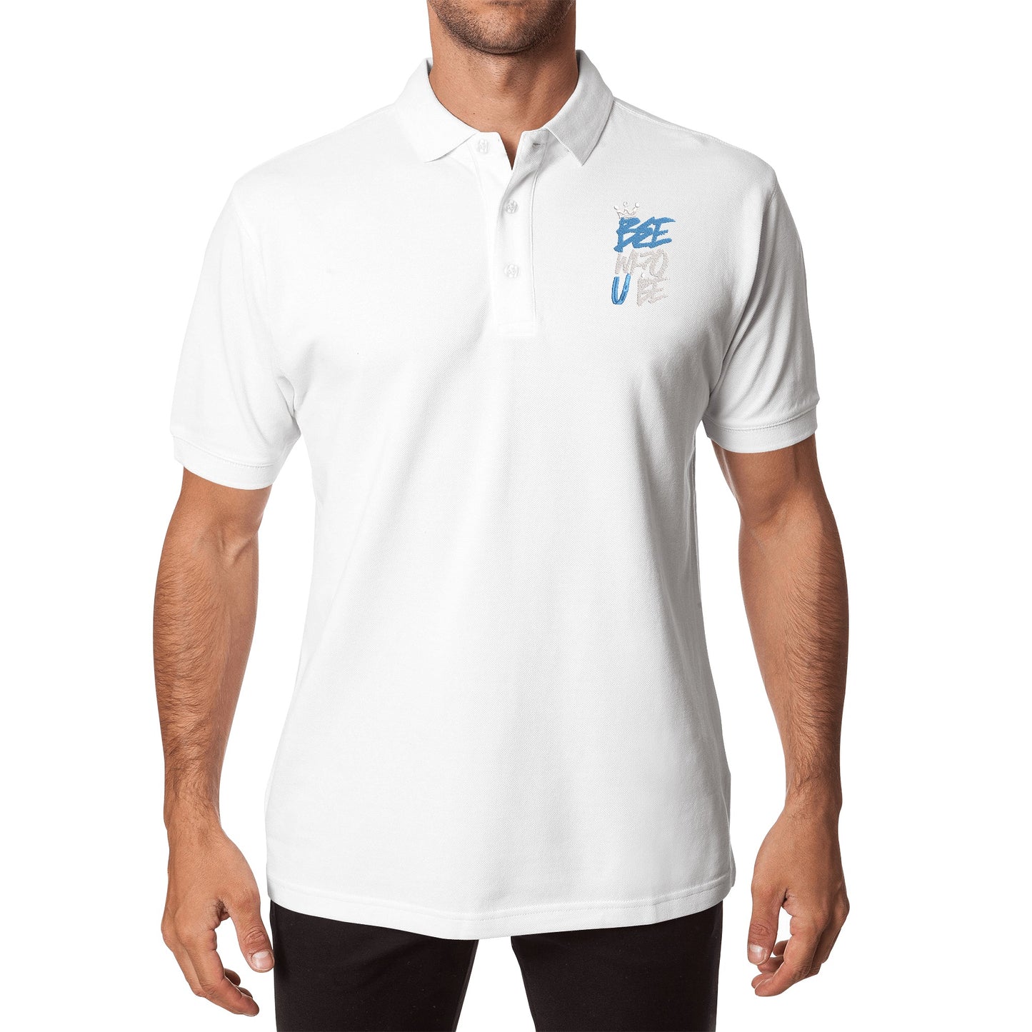 Bee Who U Be Embroidered Unisex Cotton Polo Shirt With Logo