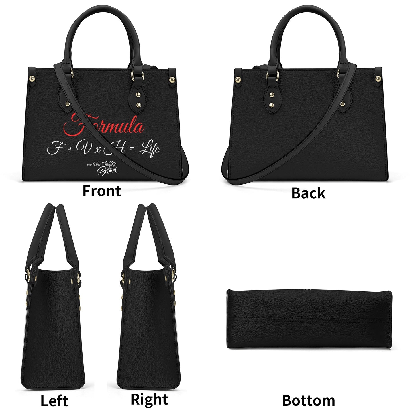 Formula F+ V x H = Life Luxury Women PU Handbag With Shoulder Strap