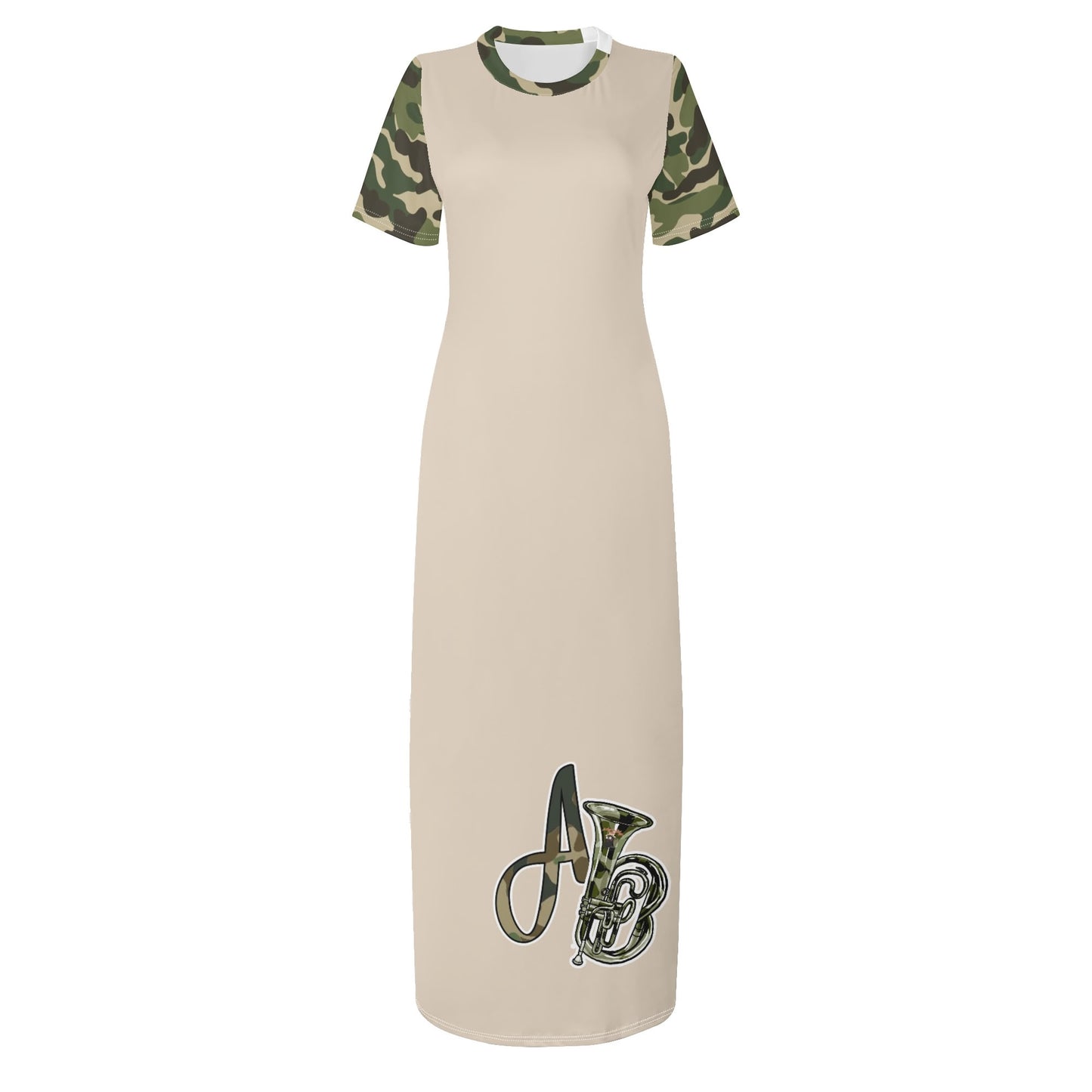 ANB Womens Short Sleeve Dress Casual All Over Print Tshirt Long Dresses