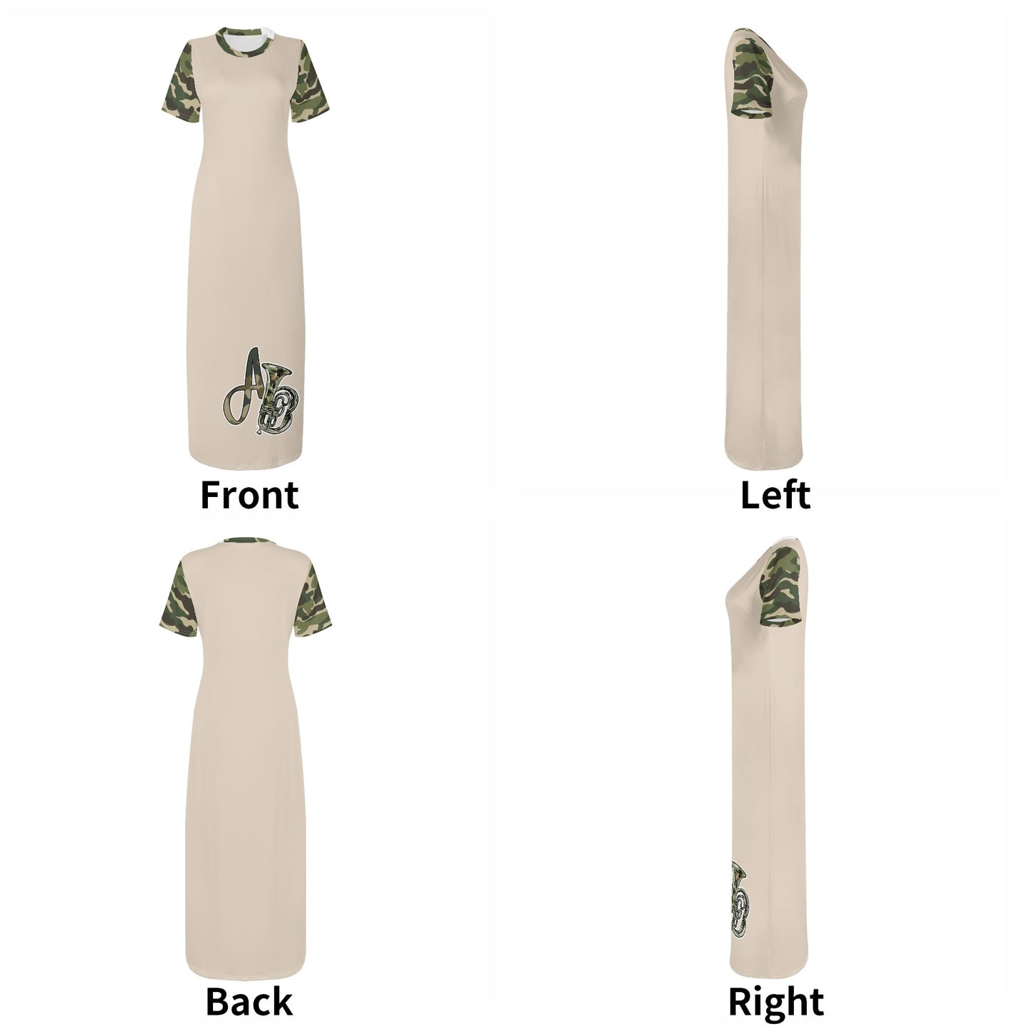 ANB Womens Short Sleeve Dress Casual All Over Print Tshirt Long Dresses