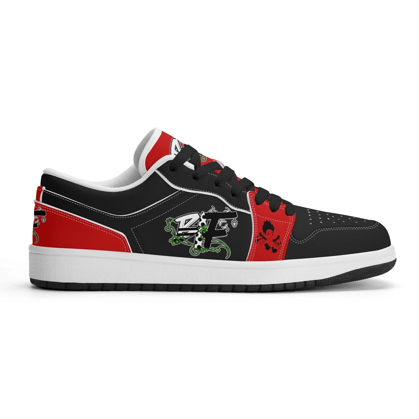 Blk Insct Famili Womens Premium PU Leather Low Top Sneakers-V2