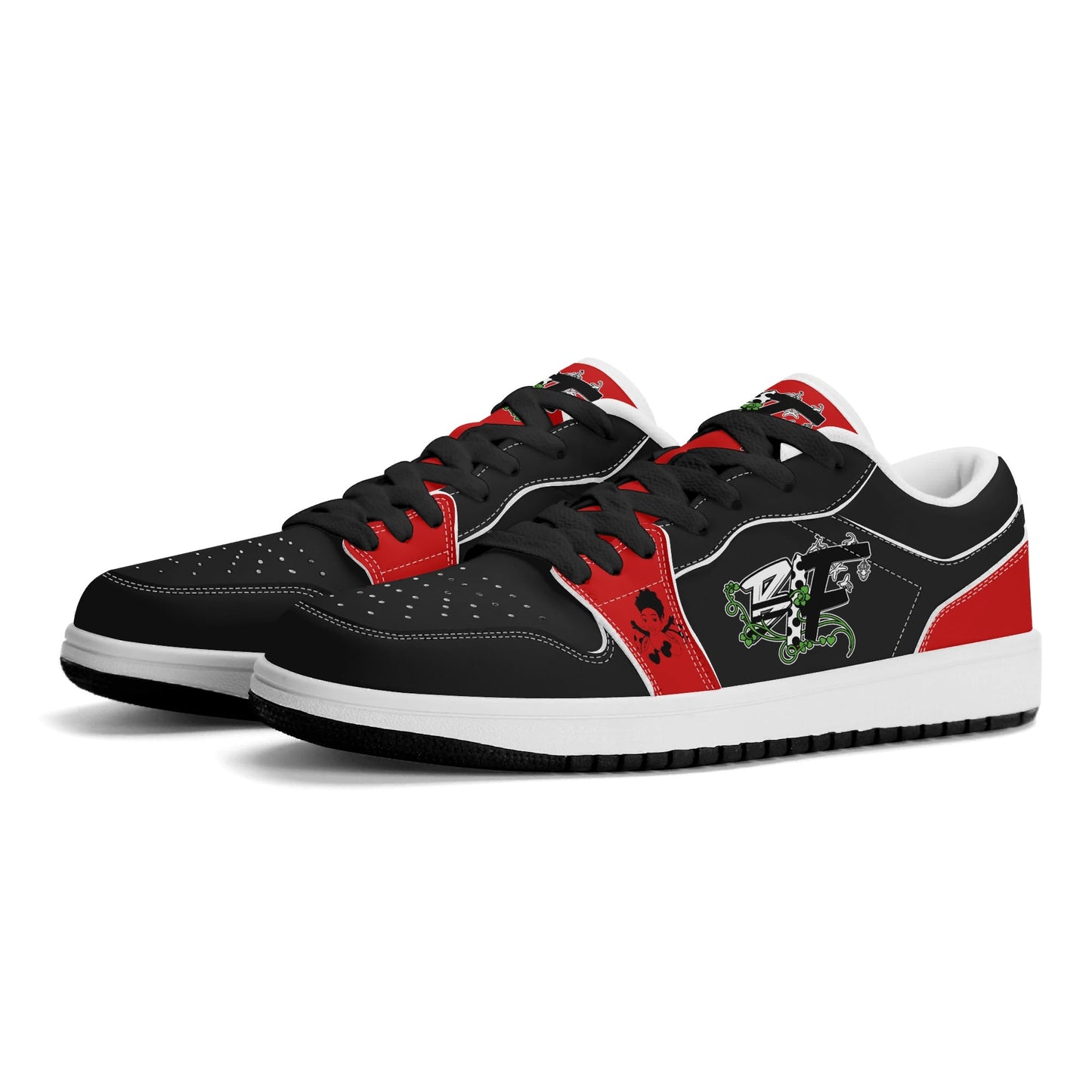 Blk Insct Famili Womens Premium PU Leather Low Top Sneakers-V2