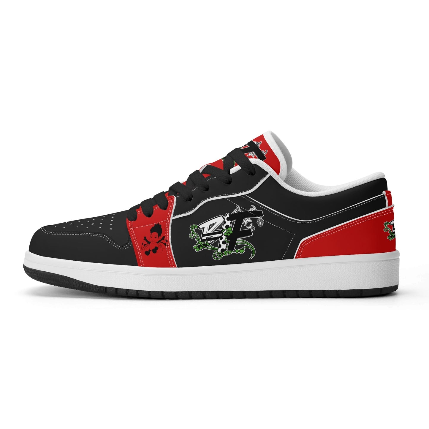 Blk Insct Famili Womens Premium PU Leather Low Top Sneakers-V2