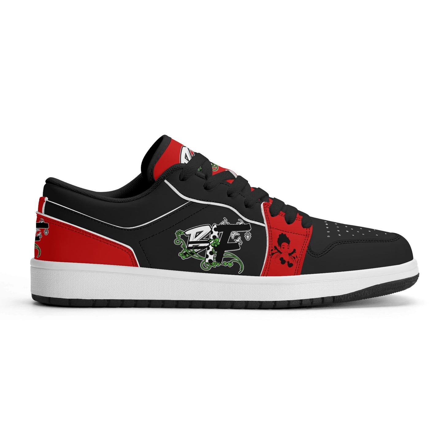 Blk Insct Famili Womens Premium PU Leather Low Top Sneakers-V2