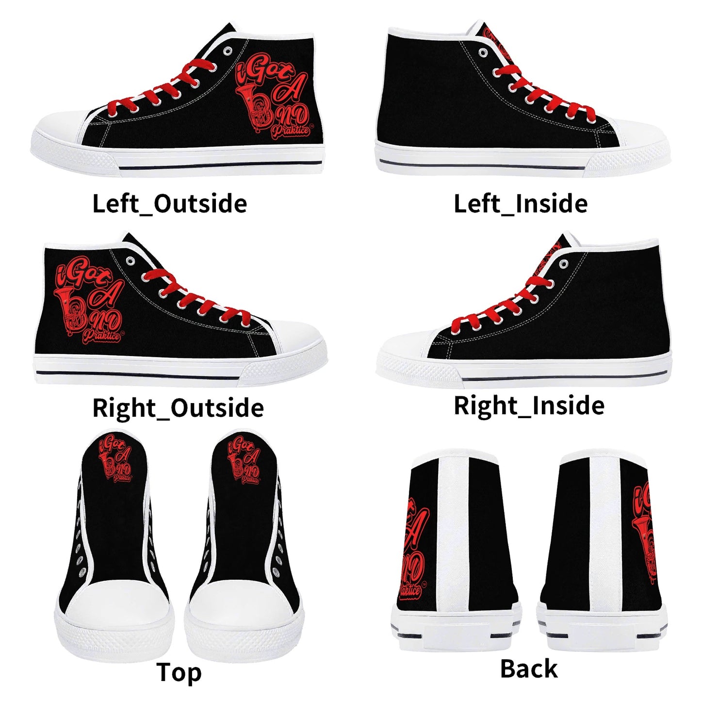 IiGot Band Praktice Mens High Top Canvas Shoes - Customized Tongue
