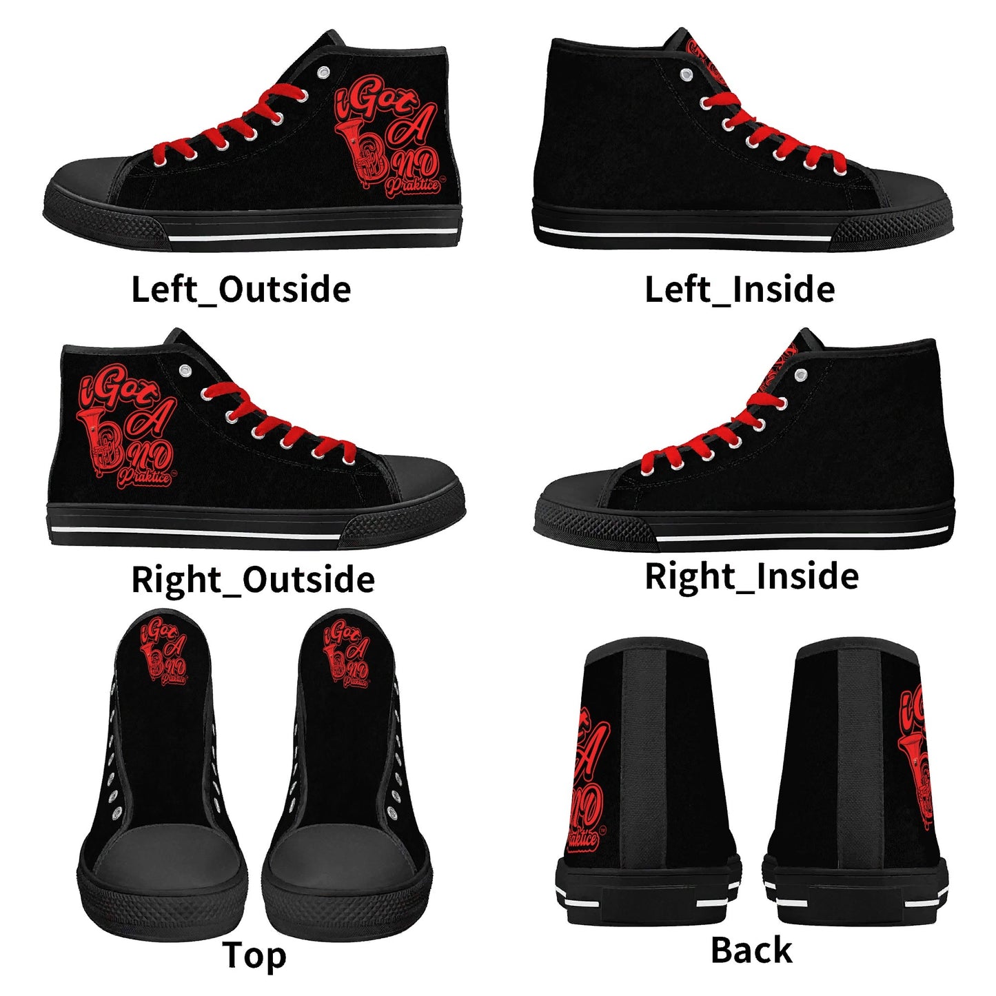 IiGot Band Praktice Mens High Top Canvas Shoes - Customized Tongue