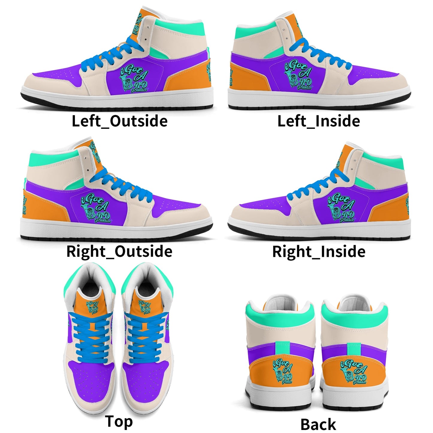 iGot Band Praktice Mens Premium PU Leather High Top Sneakers-V2