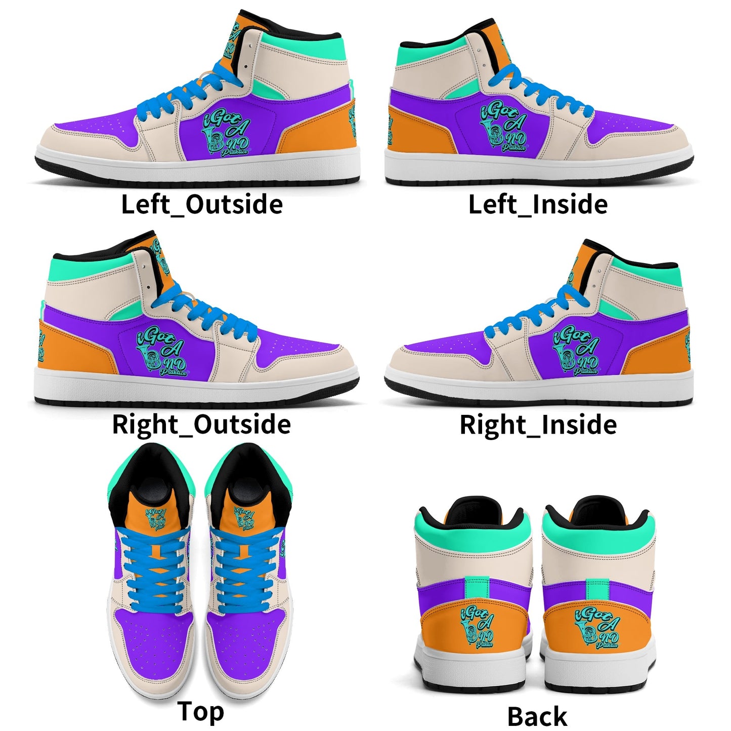 iGot Band Praktice Mens Premium PU Leather High Top Sneakers-V2