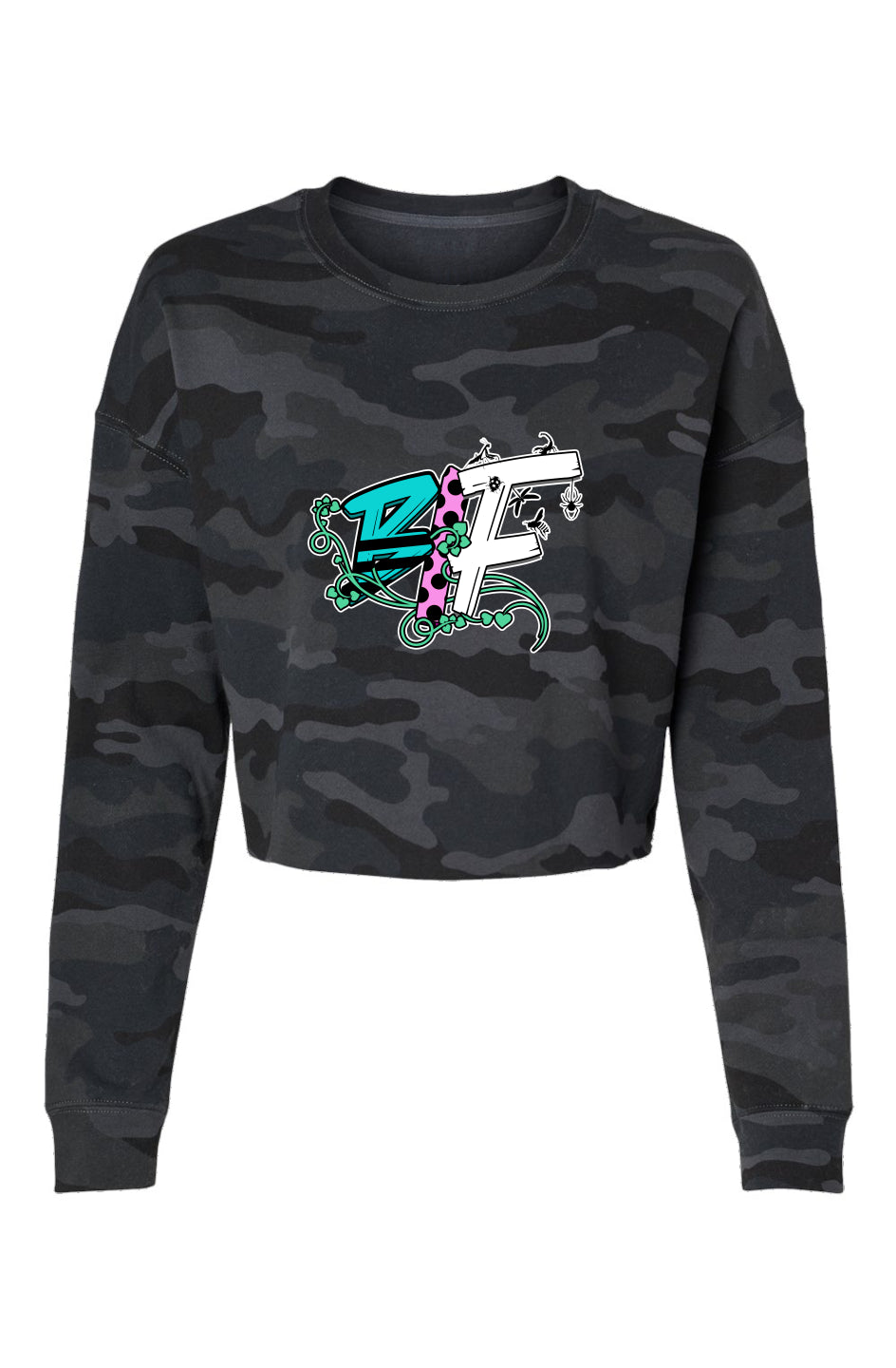 Blk Insct Famili Lightweight Camo Cropped Crew
