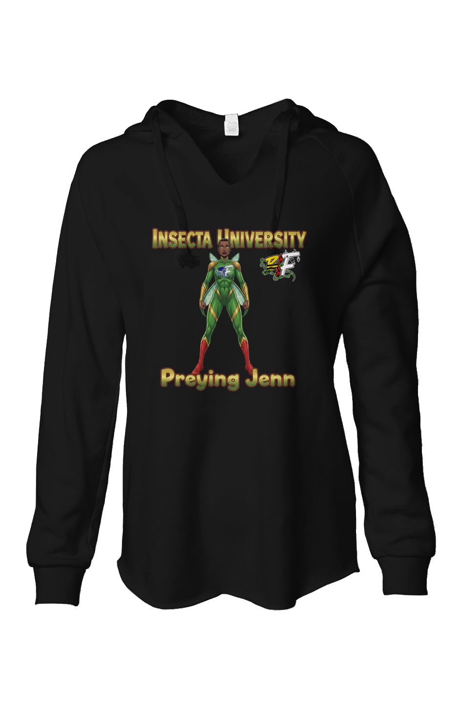 BLK Insct Famili IUS Womens Lightweight Wash Hooded Sweatshirt