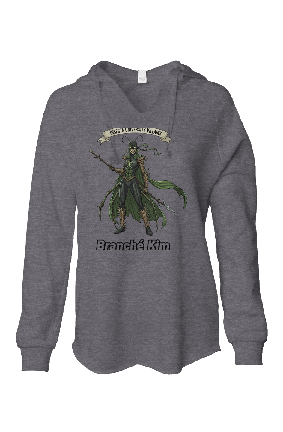 BLK Insct Famili IUSV Womens Lightweight Wash Hooded Sweatshirt