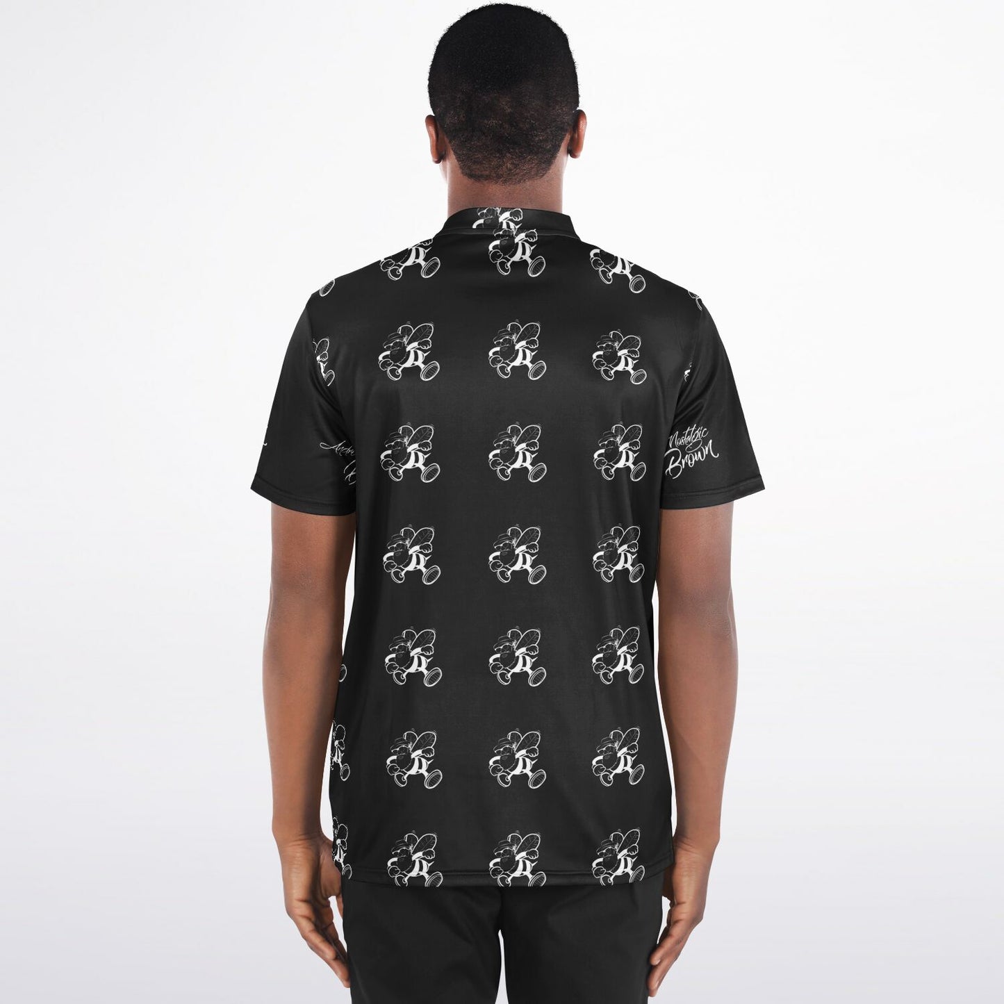 Blk Insct Famili Blade Collar Polo Shirt - AOP