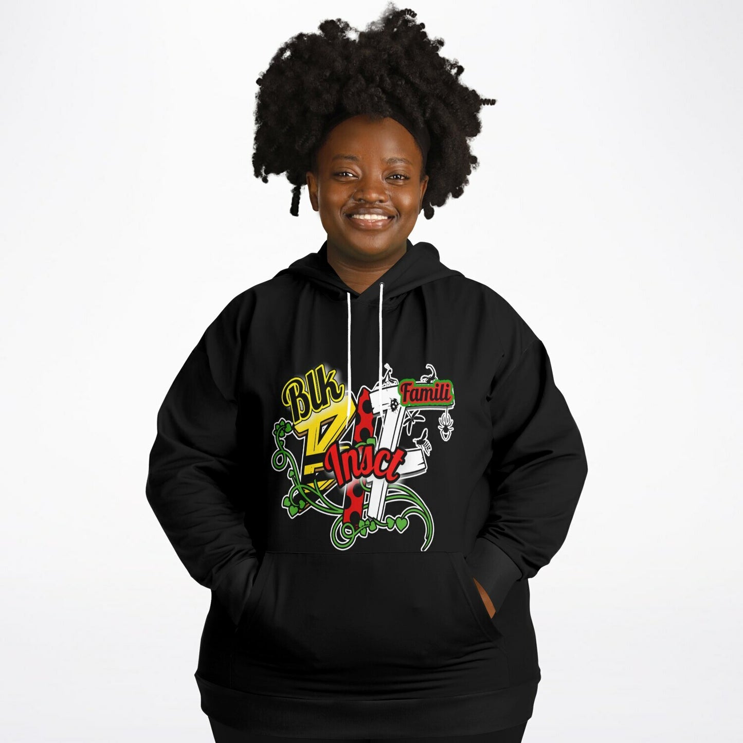 Blk Insct Famili Fashion Plus-size Hoodie - AOP