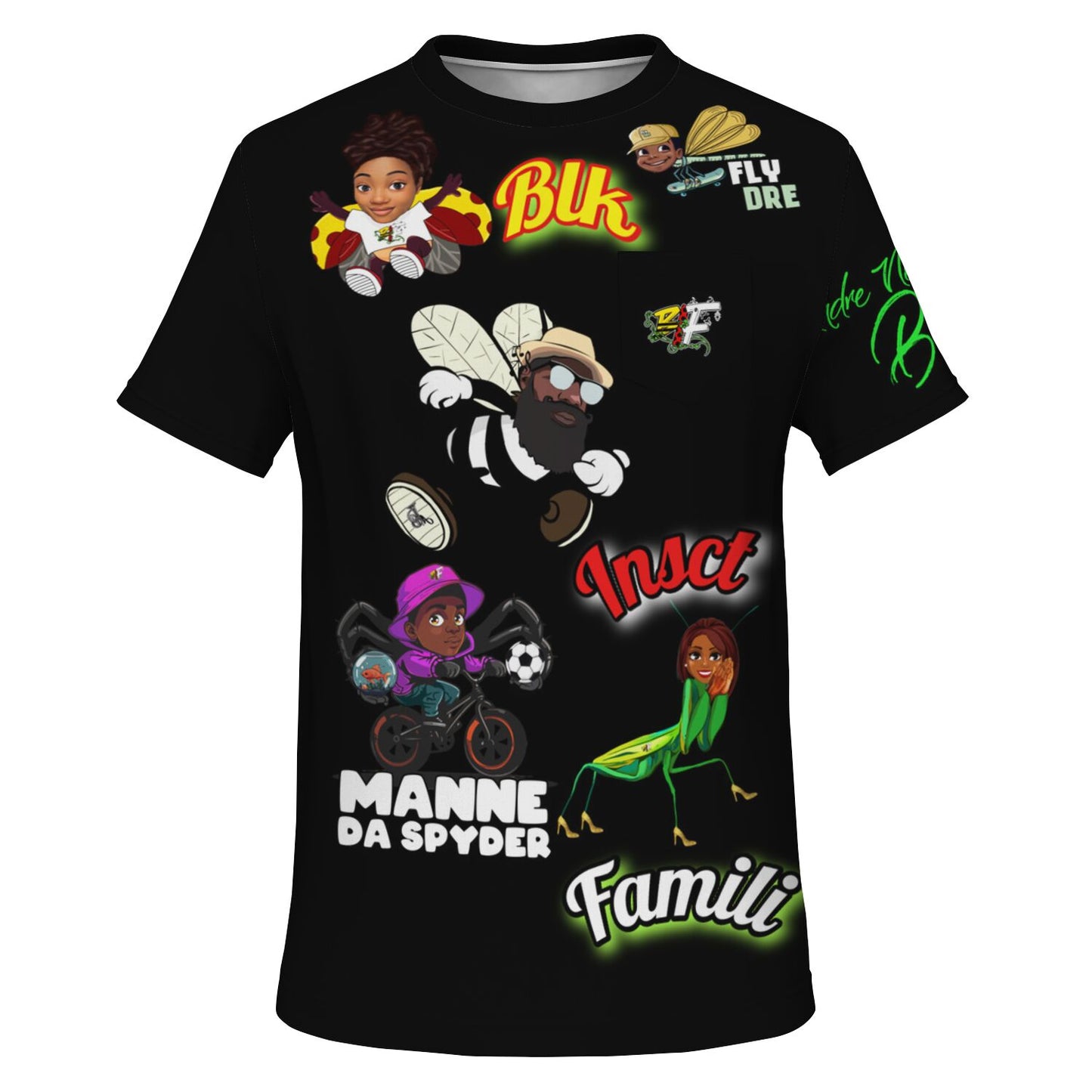 Blk Insct Famili Pocket T-shirt - AOP