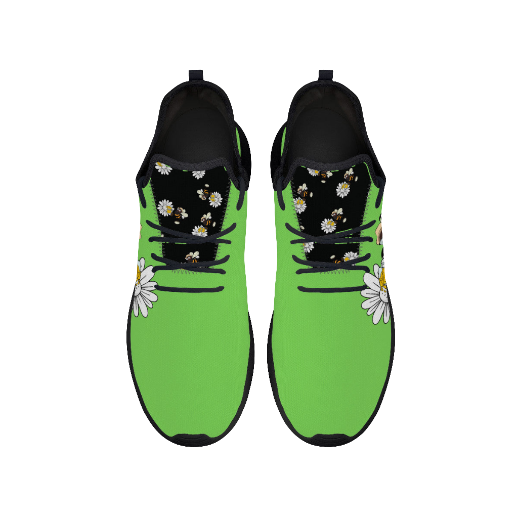 Bee Who U Be Lightweight Mesh Knit Sneaker - Green/Black