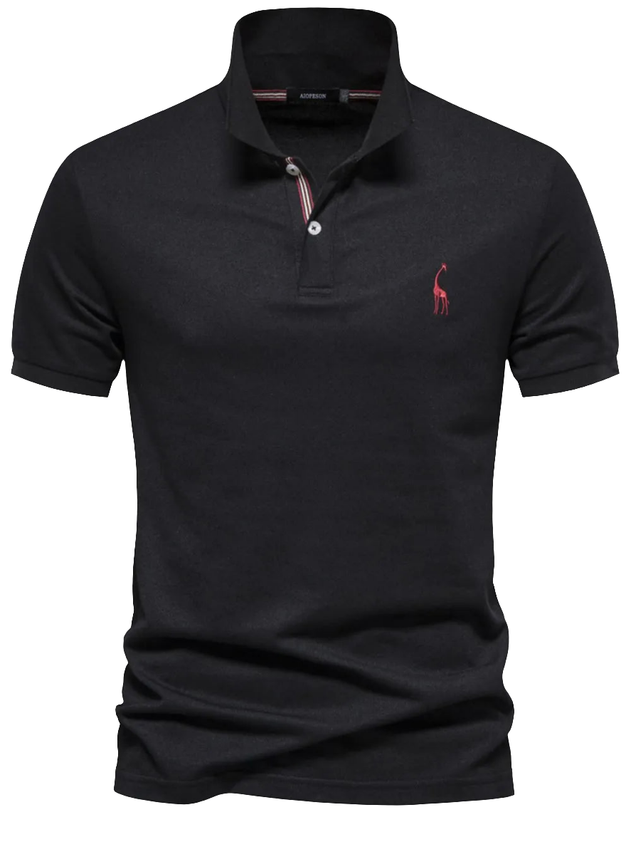 Men's Giraffe Embroidered Short Sleeve Polo