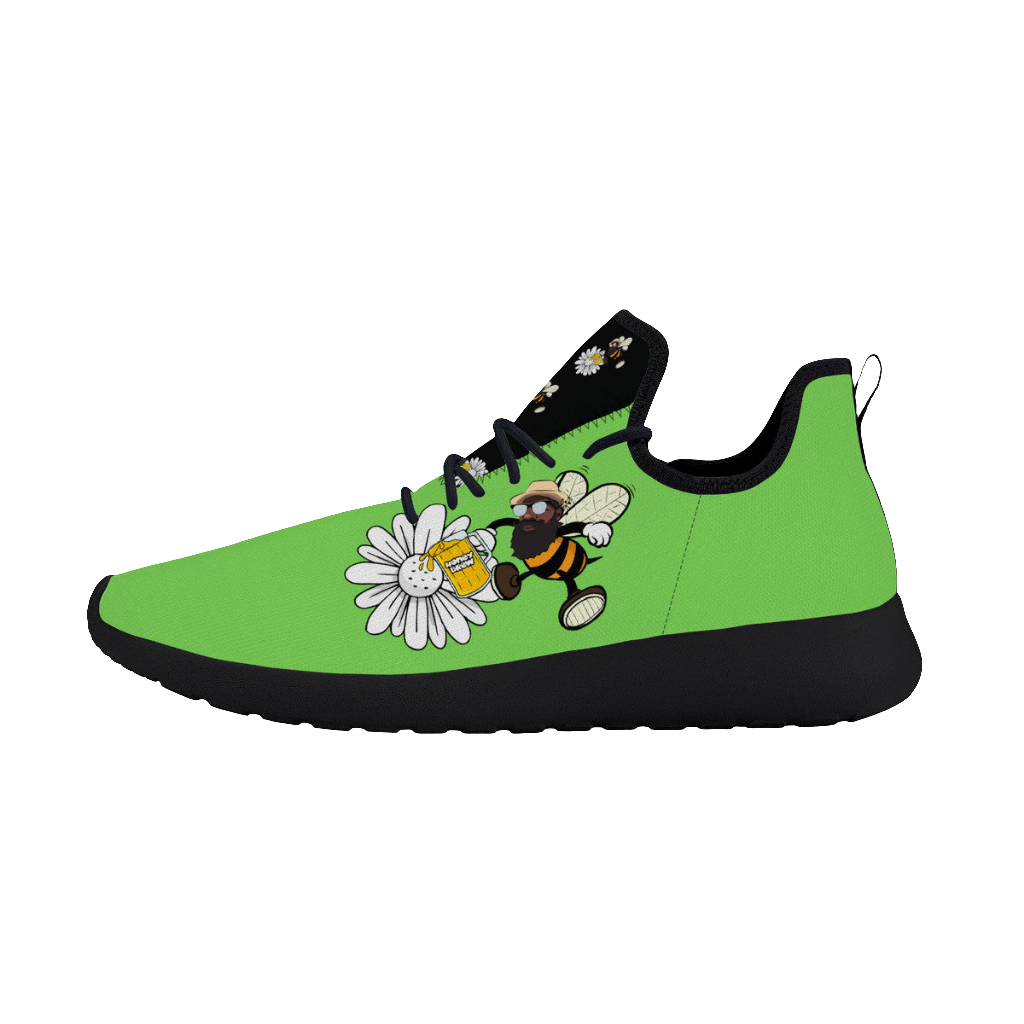 Bee Who U Be Lightweight Mesh Knit Sneaker - Green/Black