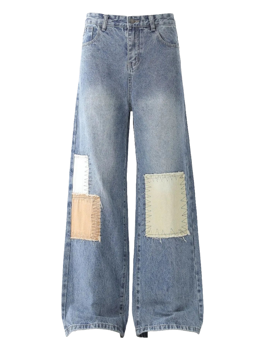 Men's Vintage Patchwork Wide Leg Jeans
