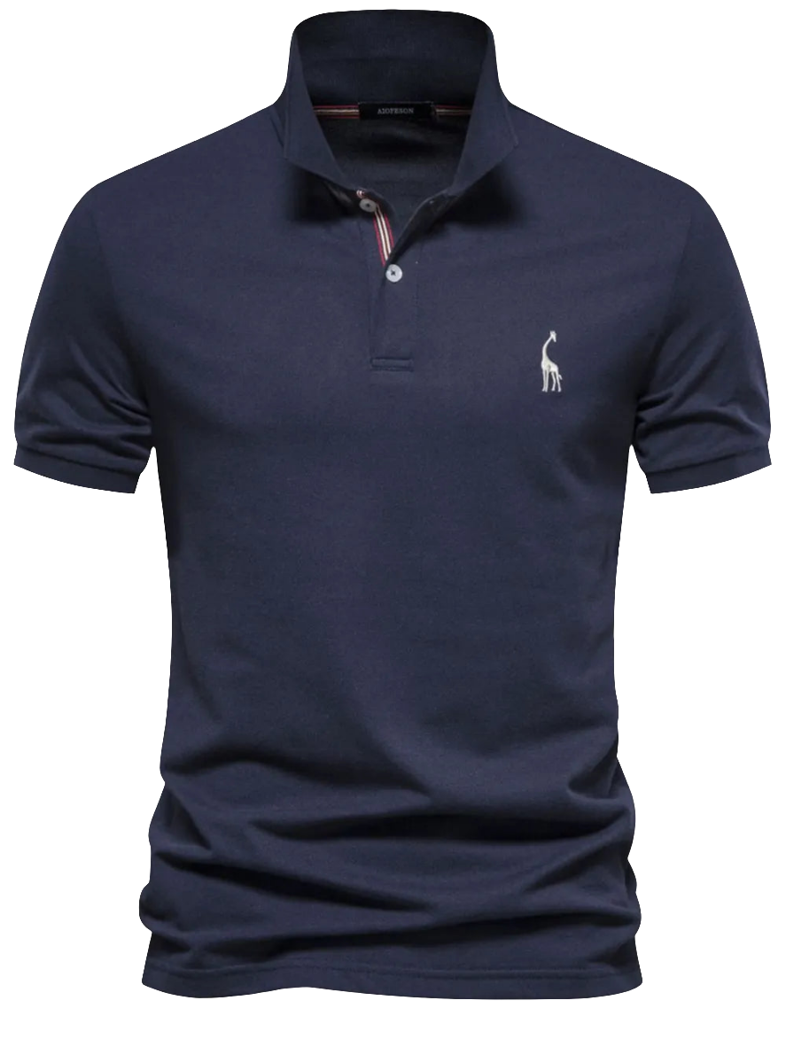 Men's Giraffe Embroidered Short Sleeve Polo