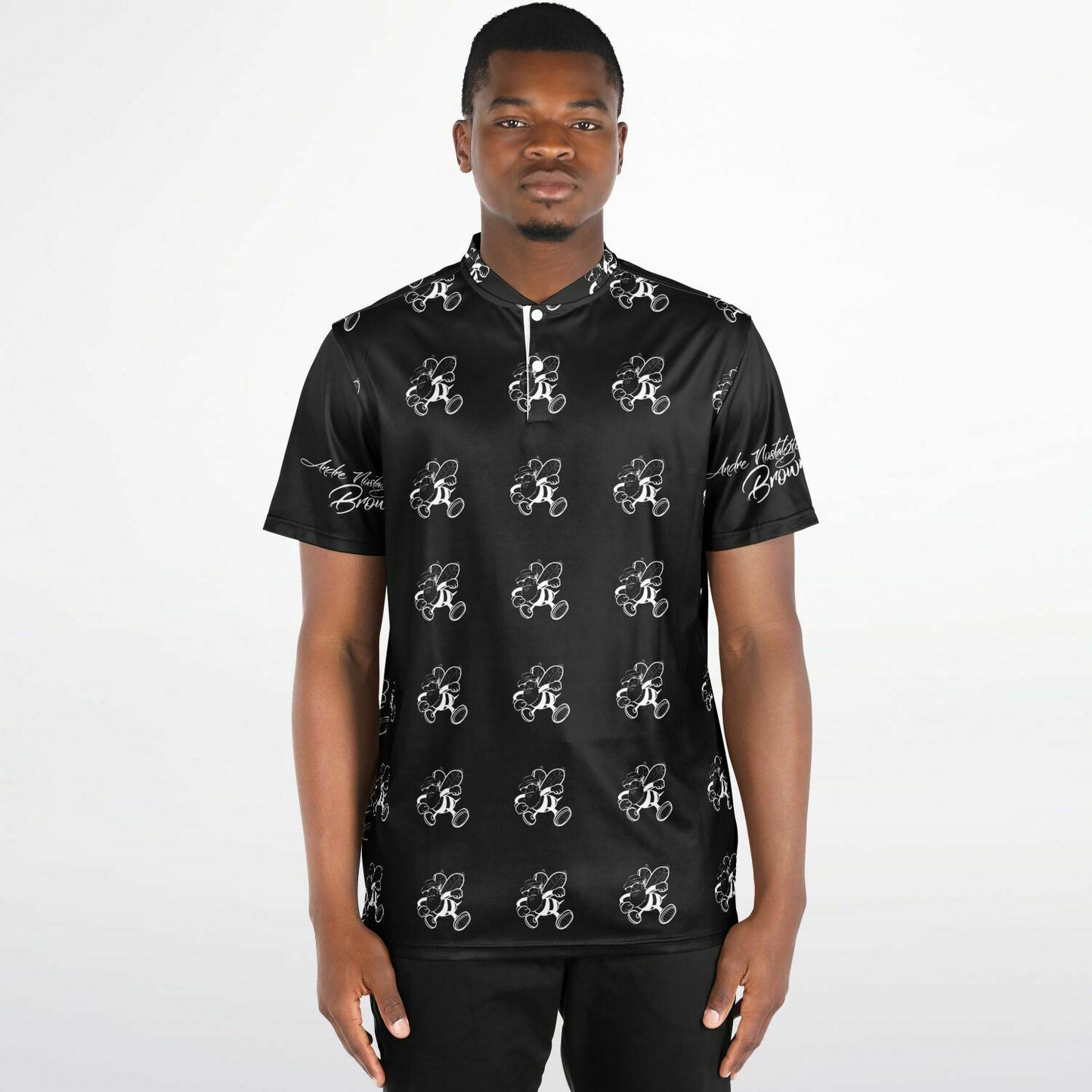 Blk Insct Famili Blade Collar Polo Shirt - AOP