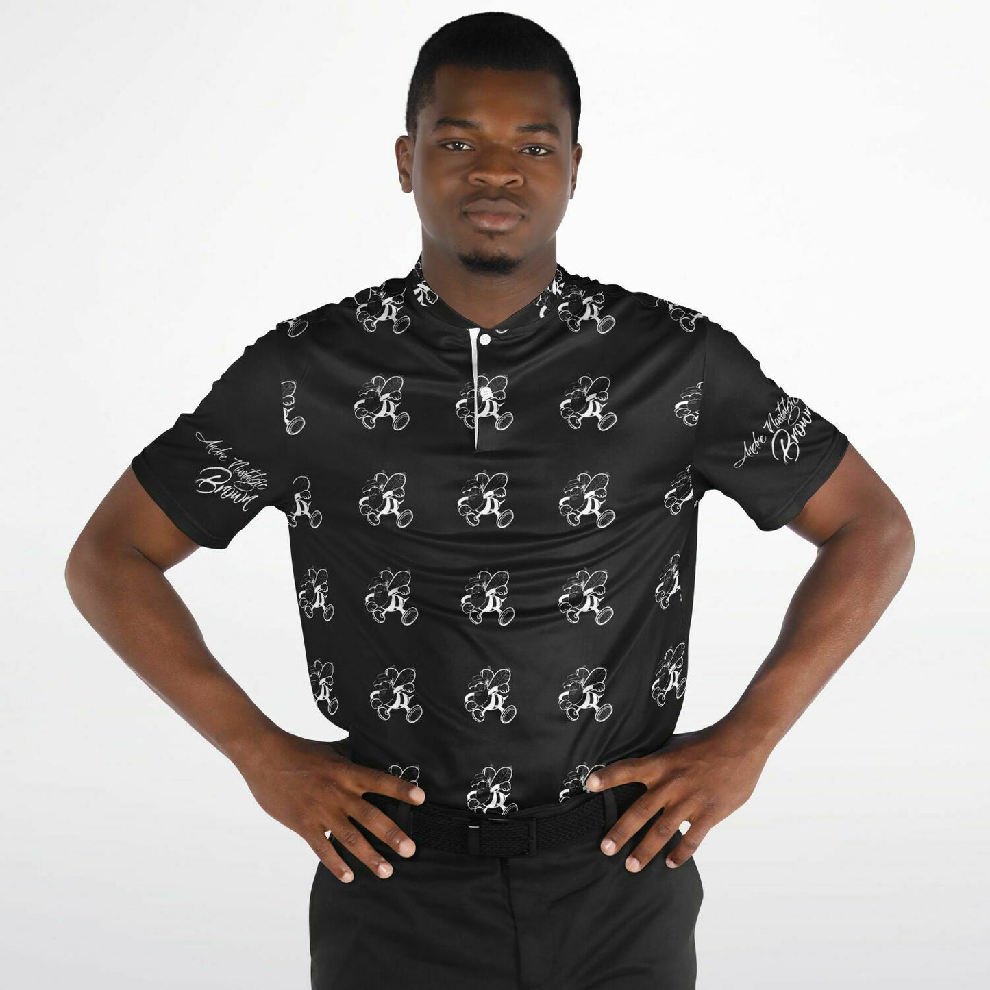 Blk Insct Famili Blade Collar Polo Shirt - AOP