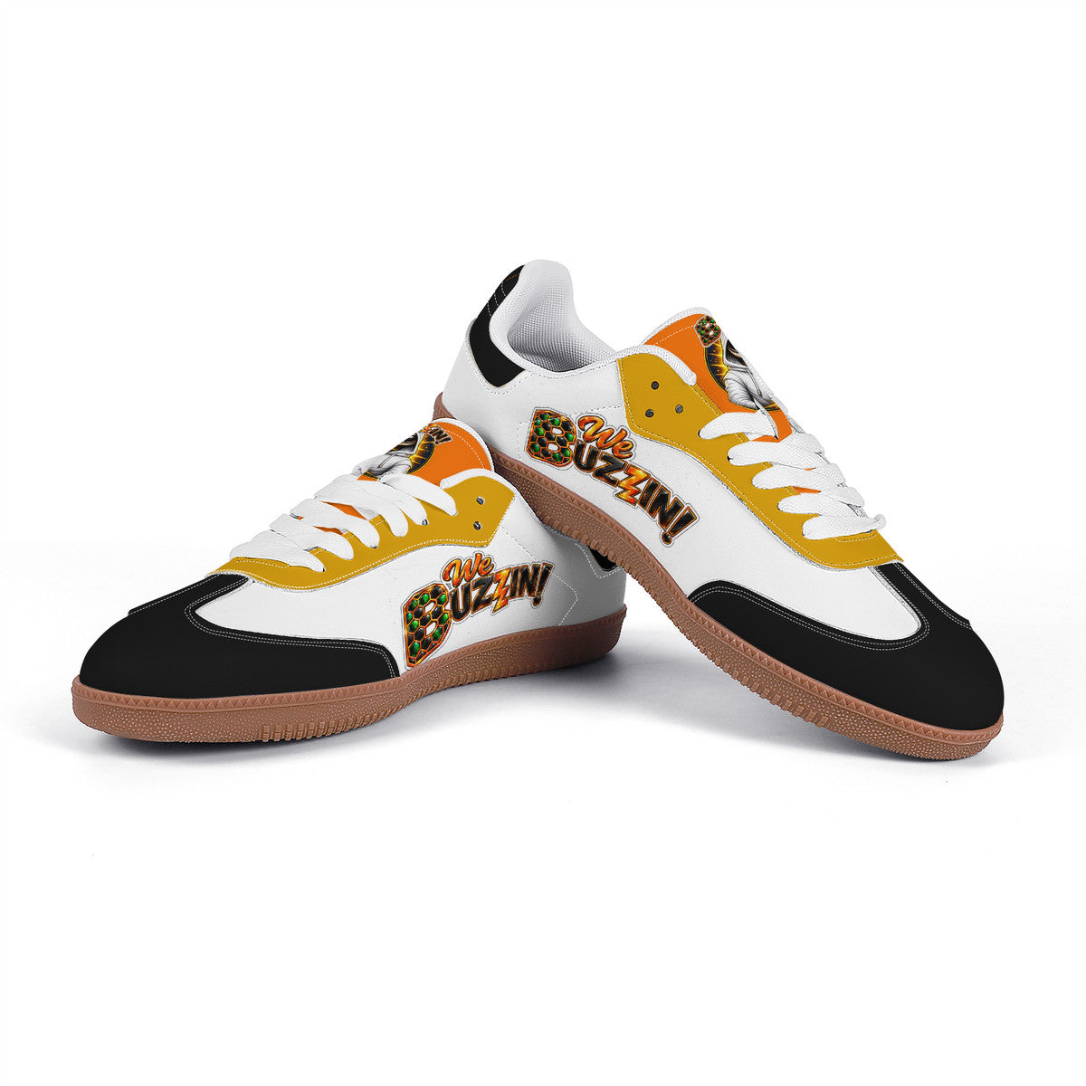 Dr.Beetle We Buzzin White Retro Court Sneaker — Gum Sole Edition