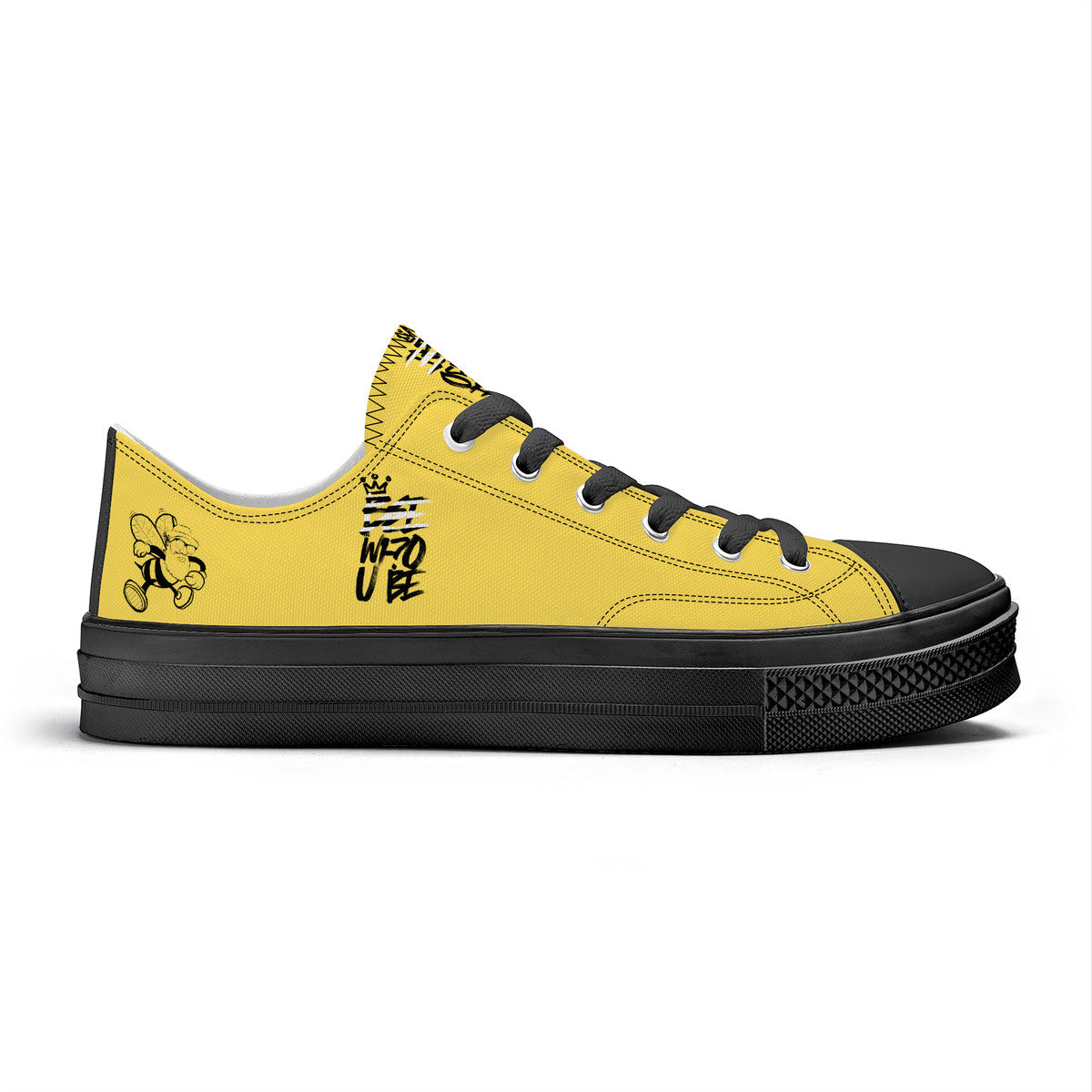 Bee Who U Be Unisex Classic Low Top Canvas Shoes - Black