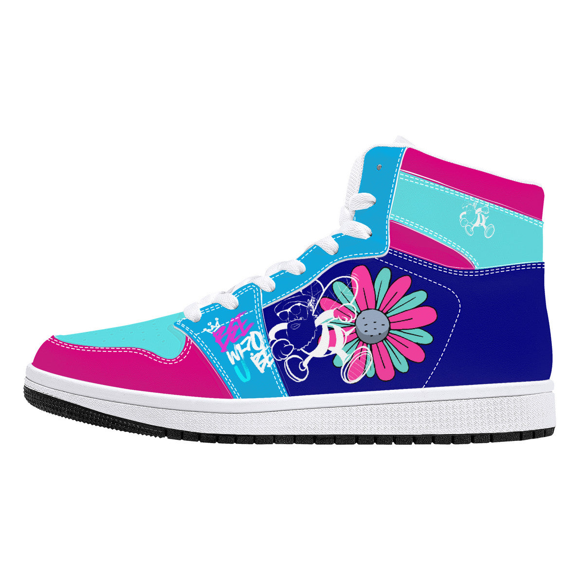 Bee Who U Be High-Top Synthetic Leather Sneakers - White