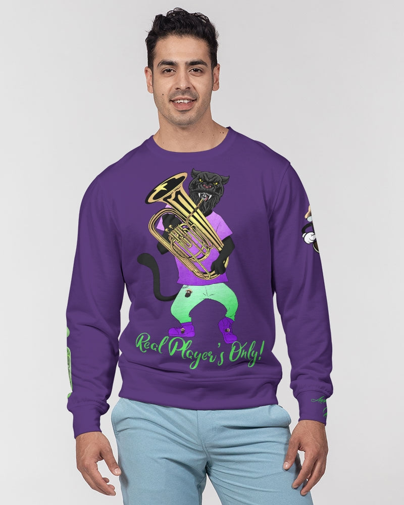 Dhis Horn Rght Here Purple NeonGreen Men's Classic French Terry Crewneck Pullover