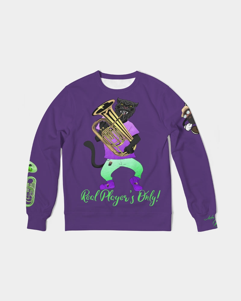 Dhis Horn Rght Here Purple NeonGreen Men's Classic French Terry Crewneck Pullover