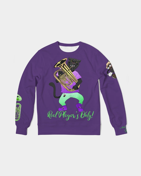 Dhis Horn Rght Here Purple NeonGreen Men's Classic French Terry Crewneck Pullover