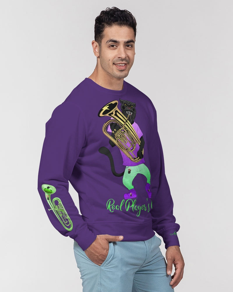 Dhis Horn Rght Here Purple NeonGreen Men's Classic French Terry Crewneck Pullover