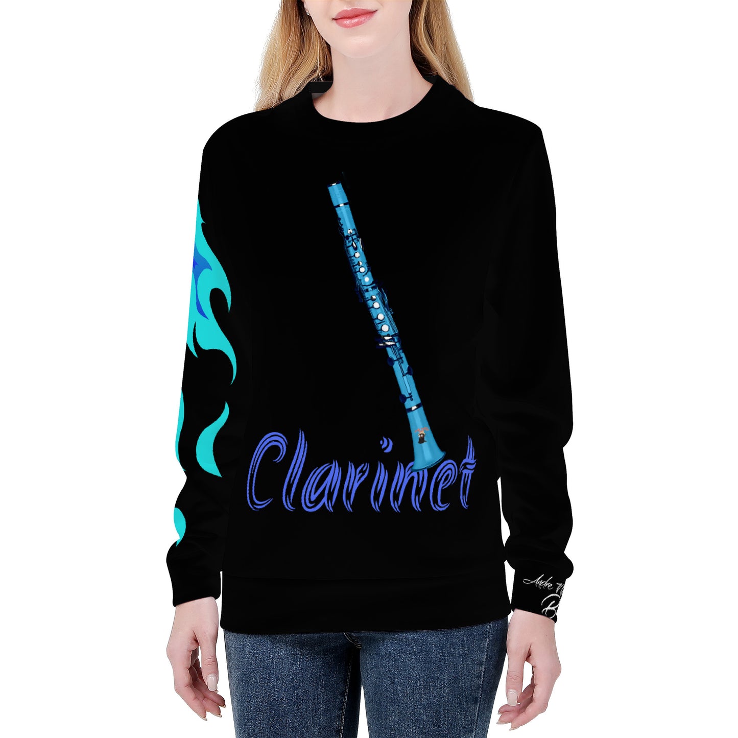 Dhis Horn WoodWind Rght Here Clarinet Women's All Over Print Sweater