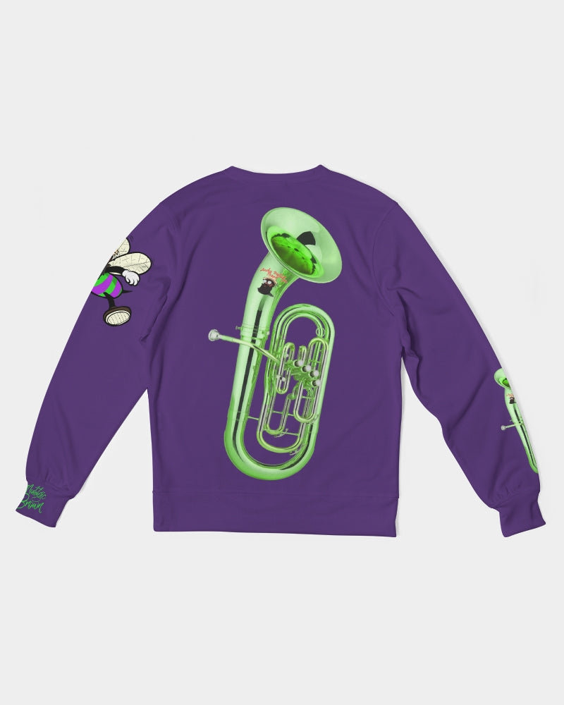 Dhis Horn Rght Here Purple NeonGreen Men's Classic French Terry Crewneck Pullover