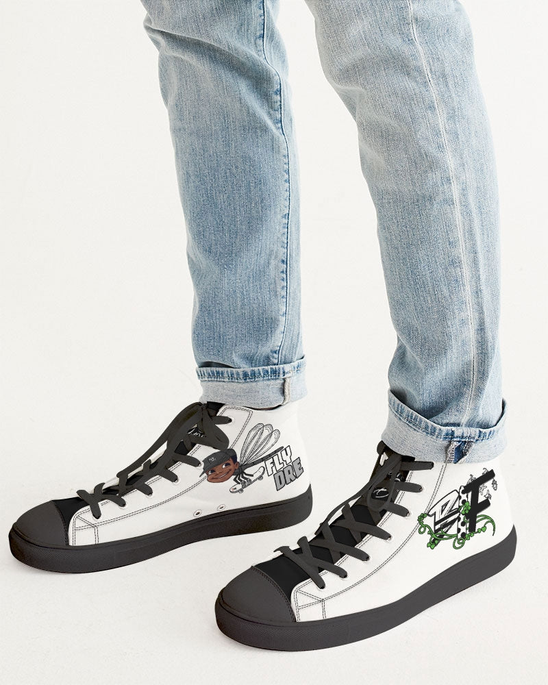 Black Insect Family Logo Men's Hightop Canvas Shoe - Black