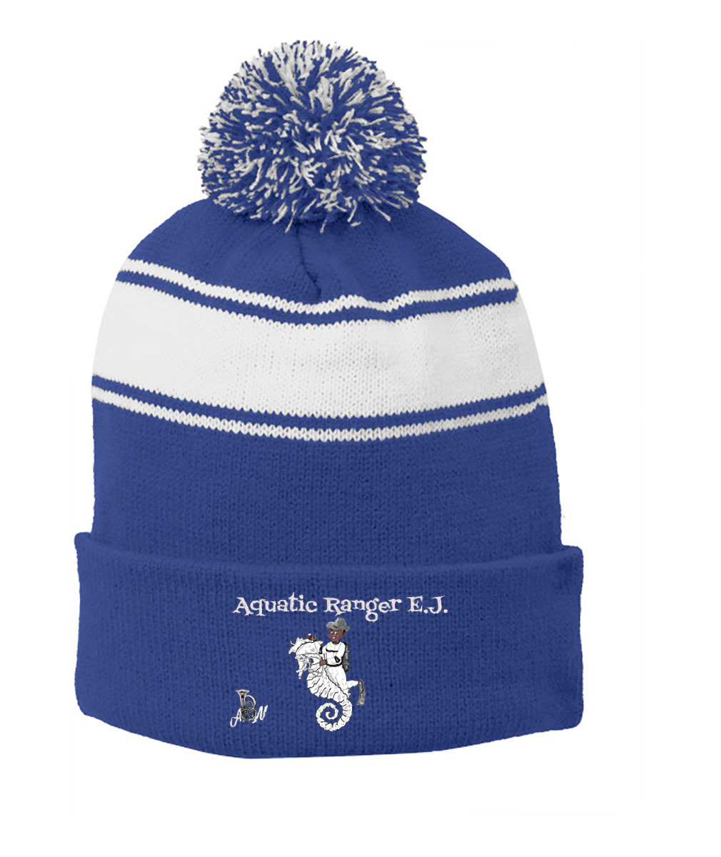 Aquatic Ranger E.J.® Stripe Pom Pom Beanie Embroidered or Similar