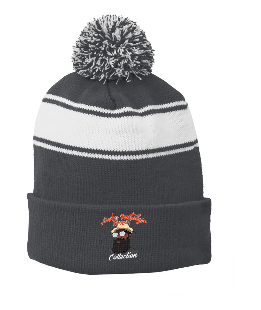 The Original A.N.B Stripe Pom Pom Beanie Embroidered or Similar
