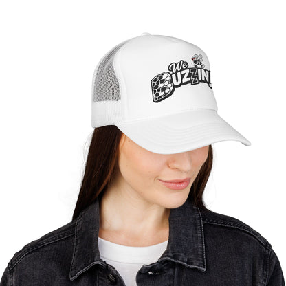 We Buzzin! Bee Graphic Trucker Hat | Honeycomb Logo Mesh Cap