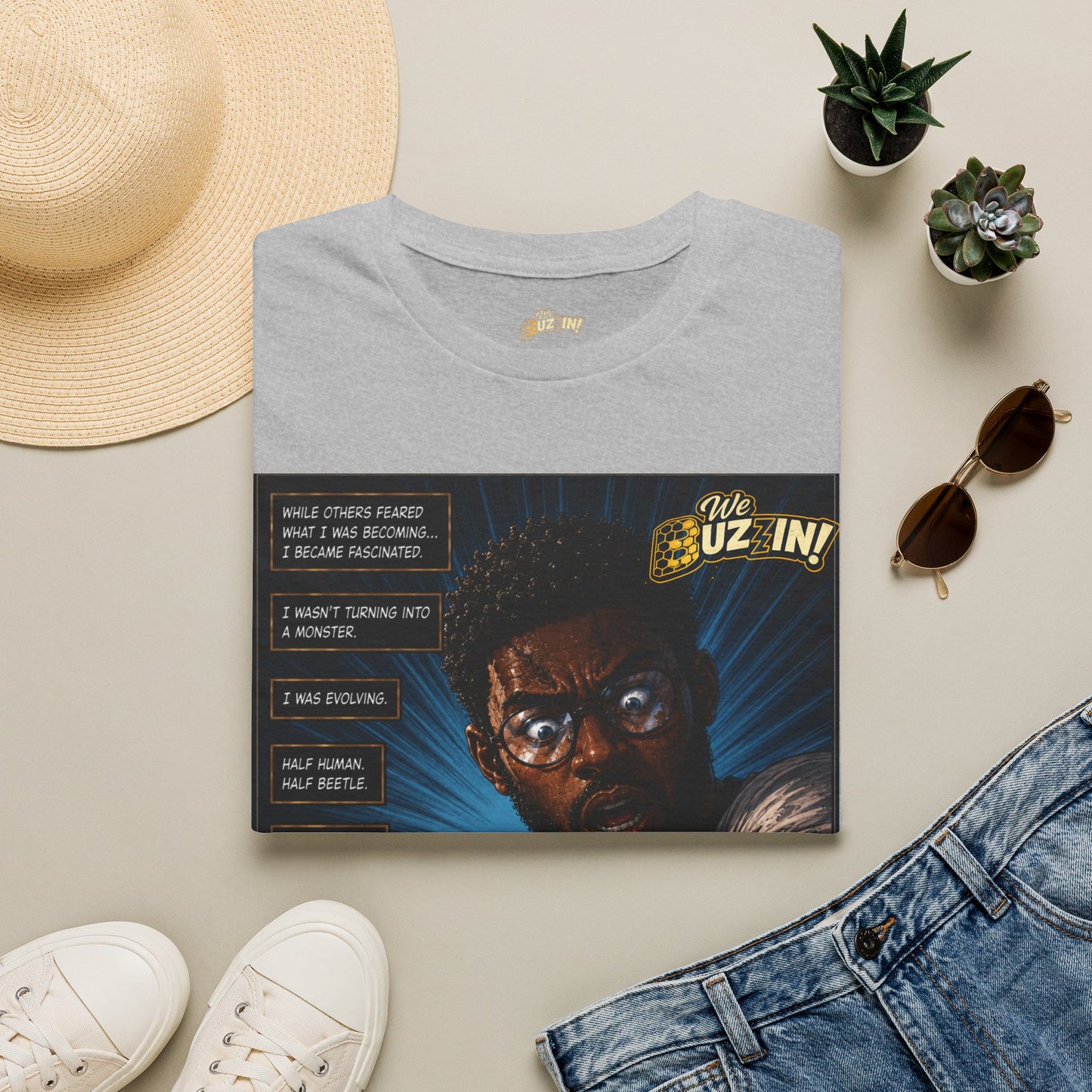 I Bee Incredible Orgins T-Shirt — “We Buzz In” Retro Comic Portrait Tee