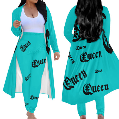 Queen Womens Long Sleeve Cardigan and Leggings 2pcs