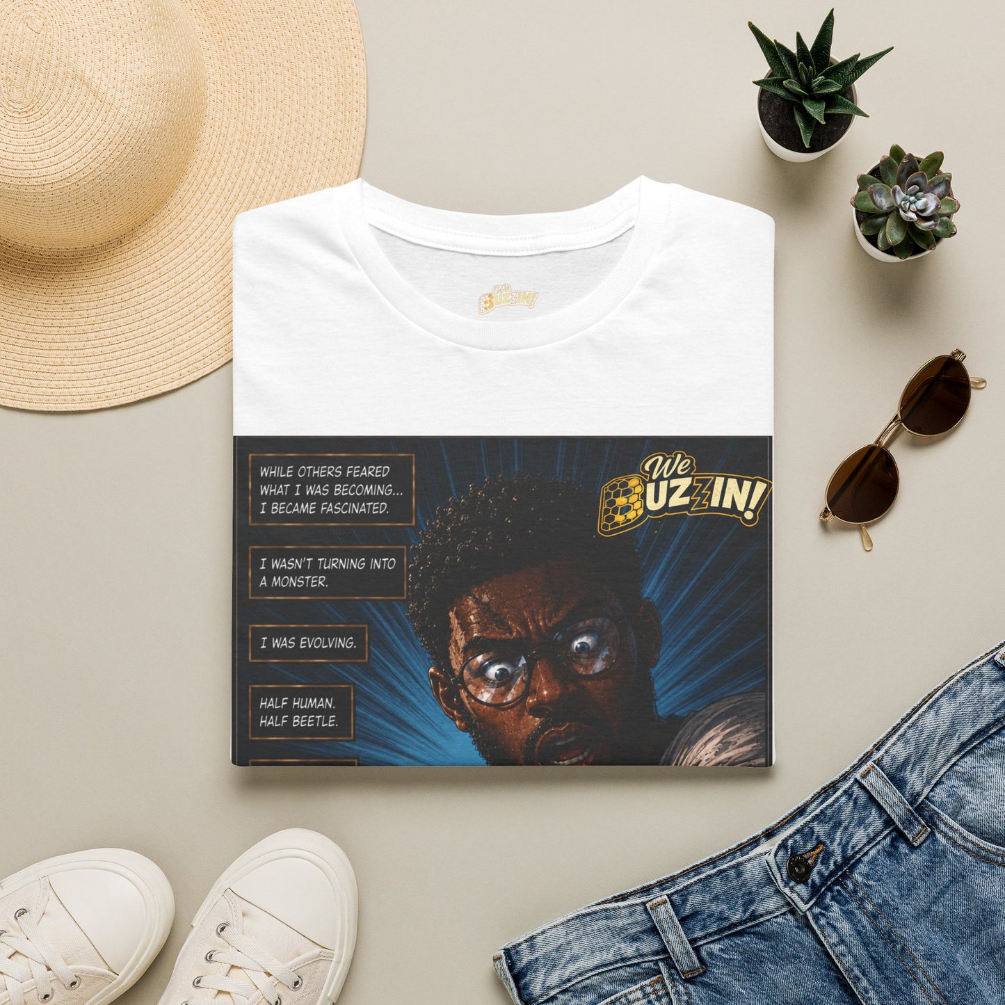 I Bee Incredible Orgins T-Shirt — “We Buzz In” Retro Comic Portrait Tee