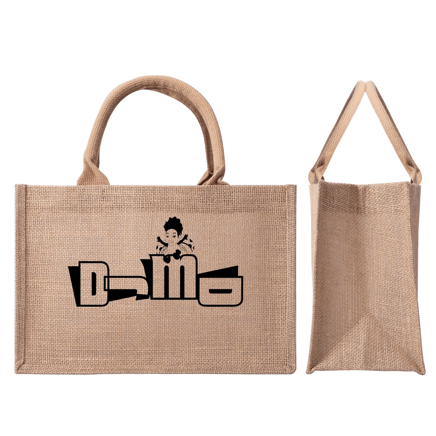 DJMD Custom Reusable Jute Burlap Tote Bags