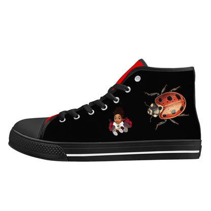 Blk Insct Famili Womens High Top Canvas Shoes - Customized Tongue