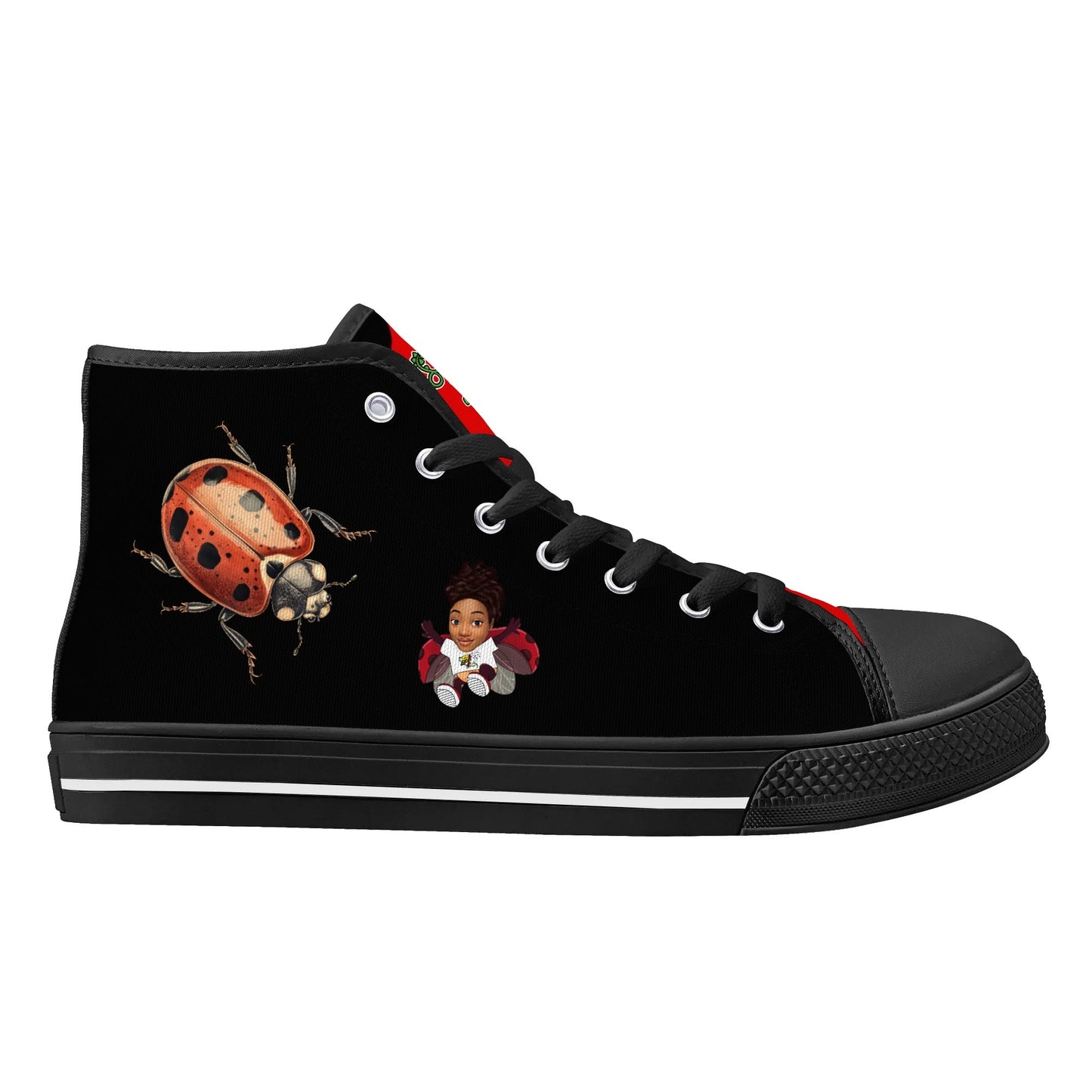 Blk Insct Famili Womens High Top Canvas Shoes - Customized Tongue