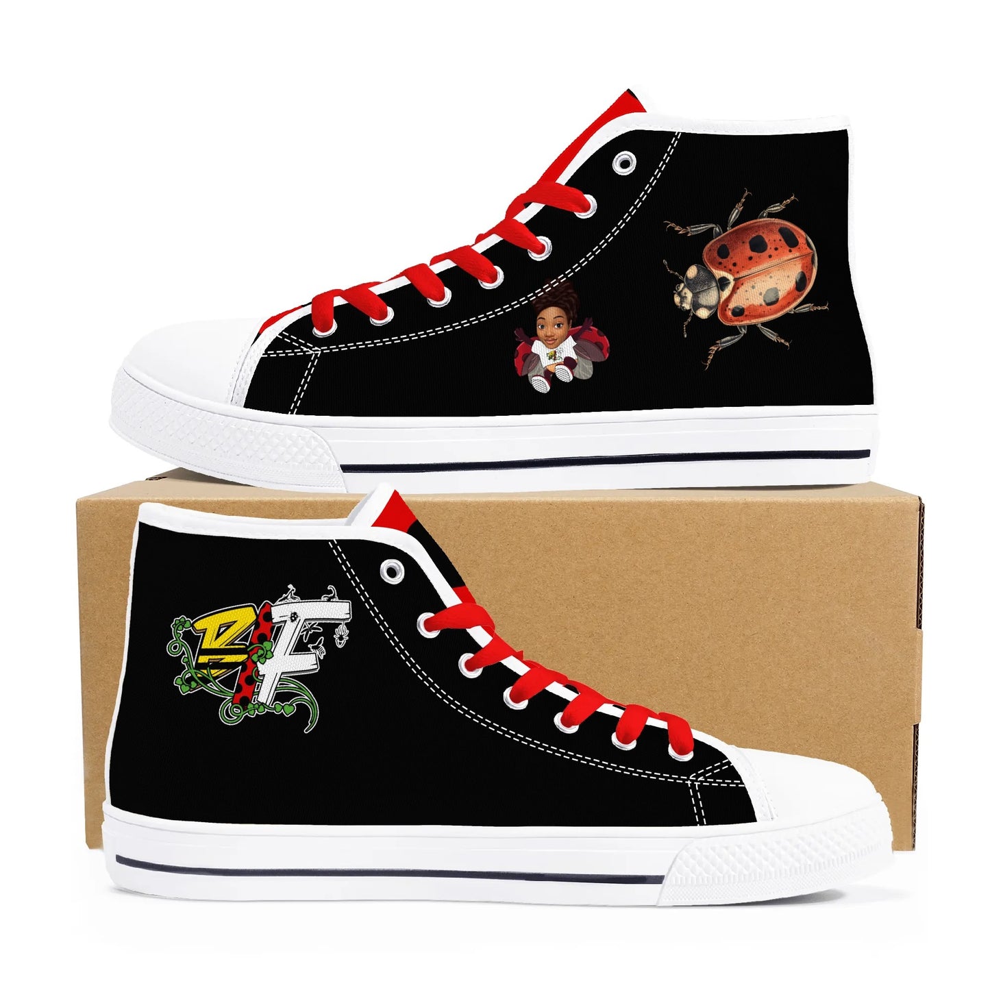 Blk Insct Famili Womens High Top Canvas Shoes - Customized Tongue