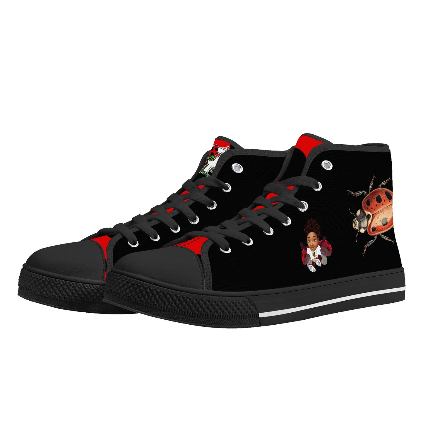 Blk Insct Famili Womens High Top Canvas Shoes - Customized Tongue