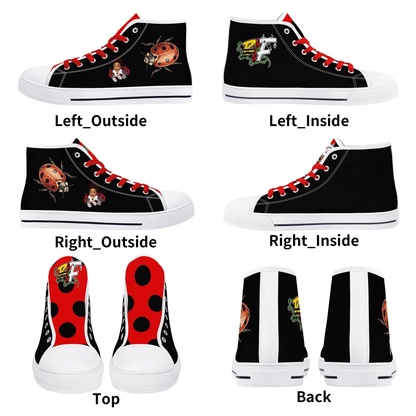 Blk Insct Famili Womens High Top Canvas Shoes - Customized Tongue